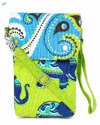 Canvas Mobile Pouch With Zip Pocket