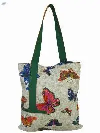 Spice Art Butterfly Green Canvas Handbag