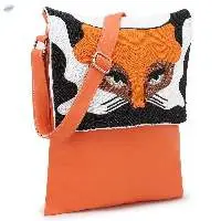 Leather Sling Bag With Beaded Hand Embroidery