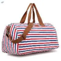 Canvas Multicolor Duffel Bag With Leather Handle