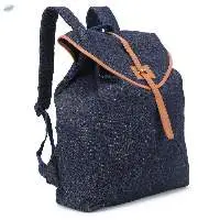 Denim Backpack With PU Handles