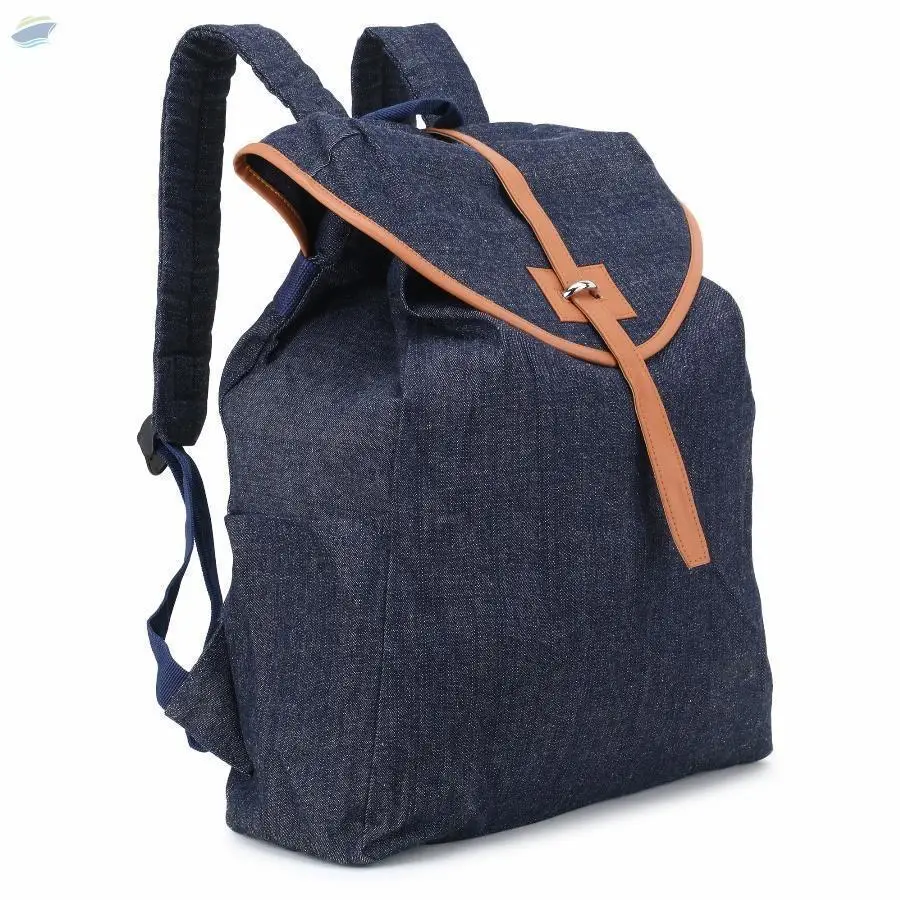 Denim Backpack With PU Handles