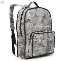 Canvas Grey Backpack With Pu Material Or Handles