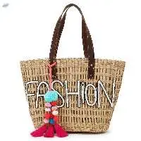 Hand-Woven Beaded Fashion Straw Bag