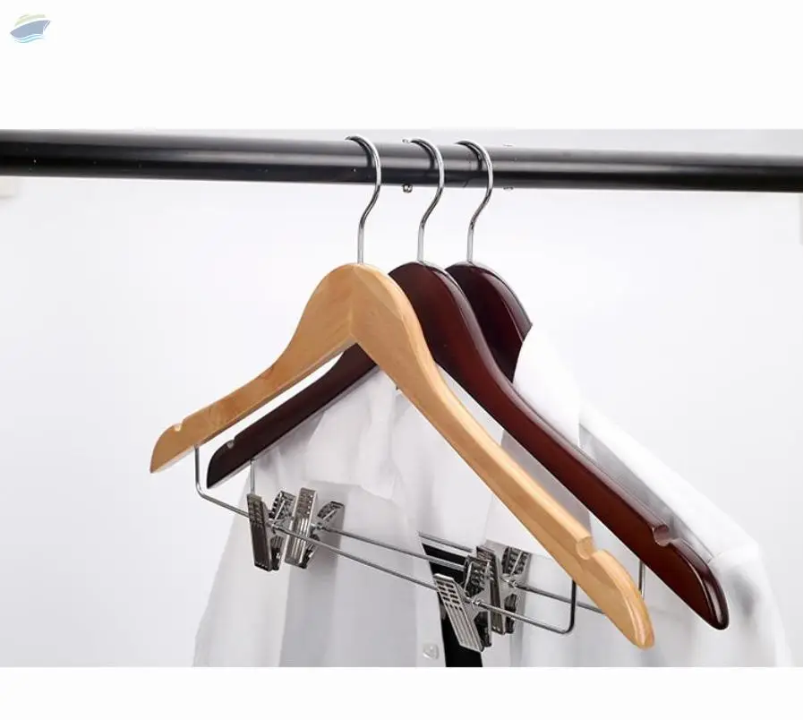 Wooden Suit Hangers with Steel Clips