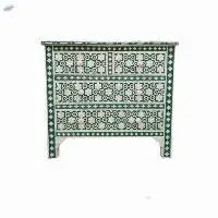 Bone Inlay Green Chest of Drawer