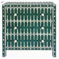 Bone Inlay Green Chest of Drawer