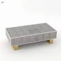 Bone Inlay Coffee Table Black Stripe Pattern