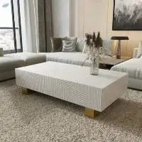 Bone Inlay Coffee Table Grey Stripe Pattern