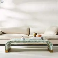 Bone Inlay Waterfall Coffee Table Light Green