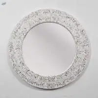 Bone Inlay Round Mirror Frame