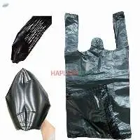 Disposable Garbage Black Bag With Vest Handle