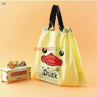 Cartoon Print Shopping Drawstring Plastic Bag