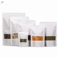 White Kraft Paper Ziplock Stand Up Pouch