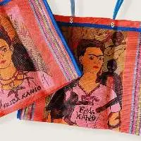 Mexican 2 Side Frida Plastic Tote Purse 17x14 in