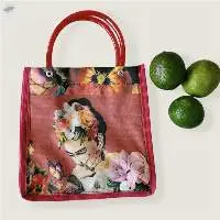 Mexican Frida Plastic Tote Purse 8 X 8 In