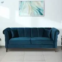 Aelber Velvet 3 Seater Sofa In Teal Blue Colour