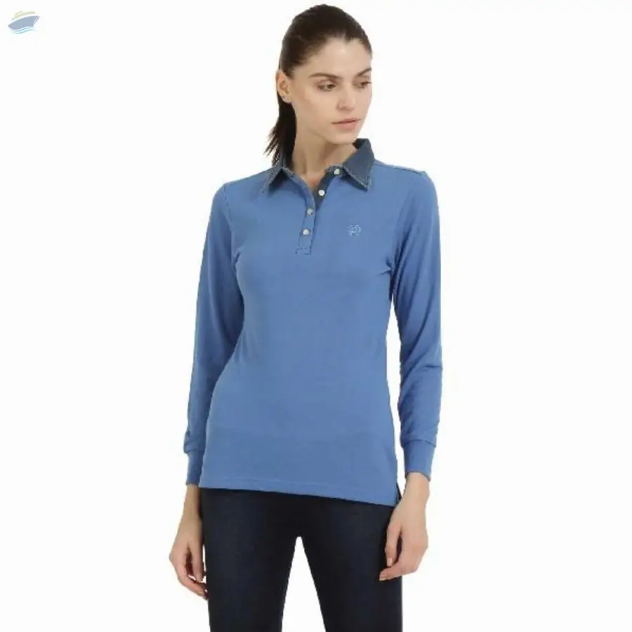 Ladies Non Printed Full Sleeve Polo T-shirt