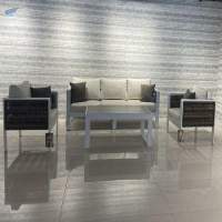 Brown Rounded Rattan, Three Seaters Sofa