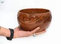 Drilled Wooden Yarn Bowl