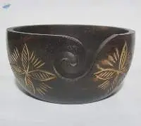 Burned Wooden Yarn Bowl