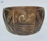 Burned Wooden Yarn Bowl