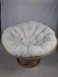 Papasan Chair Natural With Off White Cushion