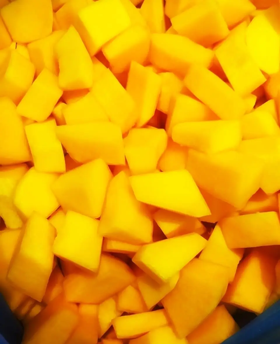 Frozen pumpkin cubes