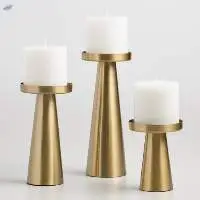 Brushed Gold Metal Pillar Candle Holder
