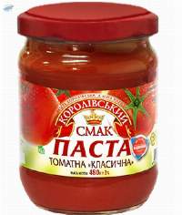 Tomato Paste 25%. Packing Glass Jar 480 Gr