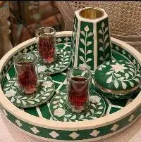 Handicraft Bone Inlay Tray Set