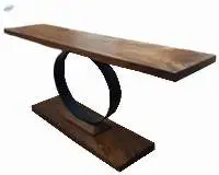 Suar Console With Round Black Iron Legs