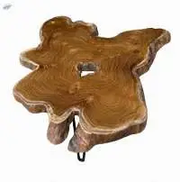 Star Teak Root With 3 Black Iron Legs