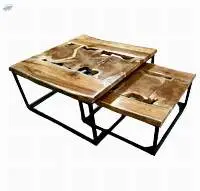 Teak Root Table & Teak Board With Iron Legs