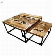 Teak Root Table & Teak Board With Iron Legs