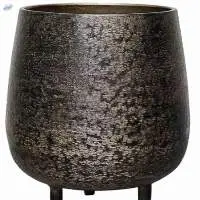 Textured Metal Pot With Legs