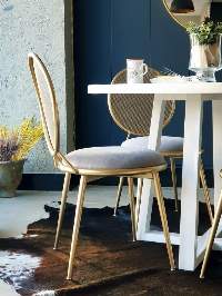 Gold Hole Chair - Grey Fabric
