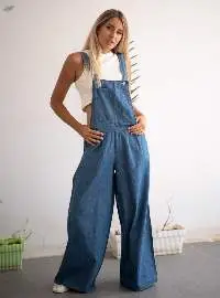 Wide Leg Denim Salopette