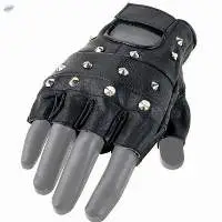 Leather Short Finger Gloves W/ Rivet