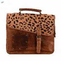Goat Oily With Cow Hair On Leather Satchel Bag