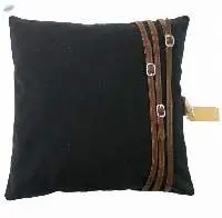 Washed Canvas With Leather Trims Pillow Cover