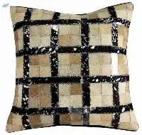 Soft Hair On With Cow Leather Cushion Cover