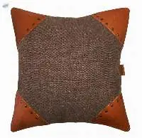 Cow VT Leather & Fine Jute Handmade Pillow Cover
