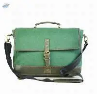 Canvas & Cow Leather Trim Laptop Bag