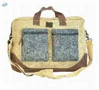 Jute with Leather Trim Messenger Bag