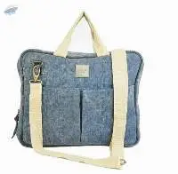 Jute With Leather Trim Messenger Bag