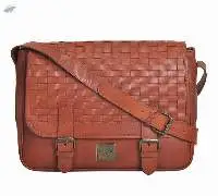 Buff Washed Leather Unisex Messenger Bag