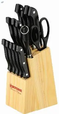 Steel Knife Set With Wood Stands 15 Pieces