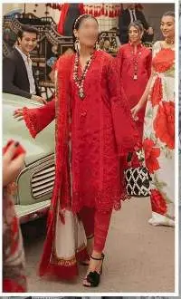 Chikankari Pakistan Red Suit