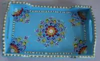 Colorful Elegance: Hand-Painted Wooden Tray